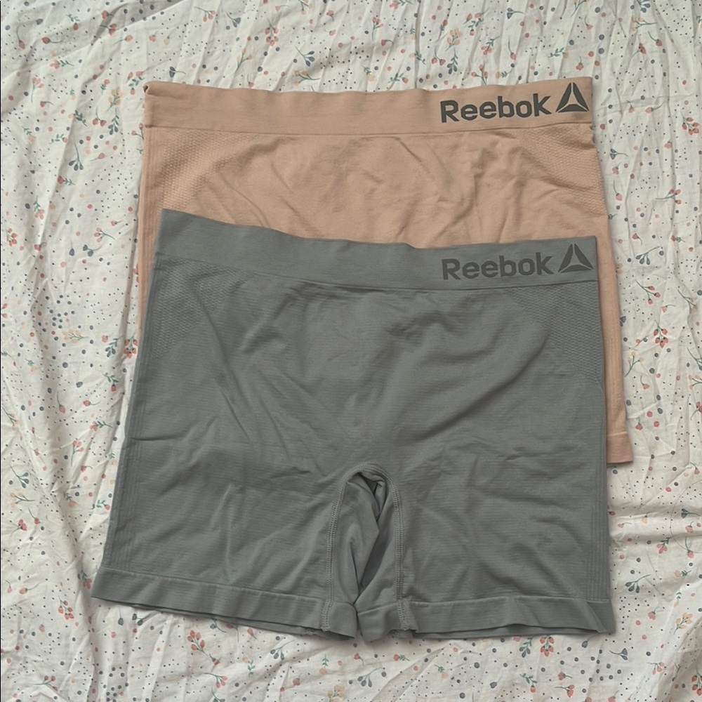 Reebok Gray and Tan Bike Shorts Seamless Comfort